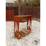 Zen Man Edelrost Kaminholzregal Garten Kaminholzunterstand Holzregal aus Metall Handarbeit 1mm (031084: 25 * 80 * 80cm)