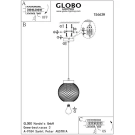 GLOBO Hängeleuchte Pablo 1-flammig Metall Schwarz matt