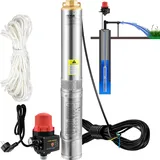Vevor 3,5" Tiefbrunnenpumpe 750W Brunnenpumpe 105L/min Tauchpumpe max. Förderhöhe 62m Rohrpumpe 230V 50Hz Sandpumpe IP68 Wasserpumpe 11 Laufradstufen Pumpe Ideal zur Bewässerung oder Wasser-Versorgung