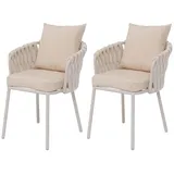 Mendler HWC-P89 Gartensessel 56 x 71 x 71 cm creme 2 St.