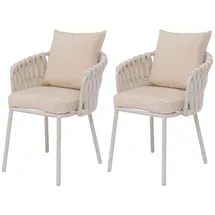 Mendler HWC-P89 Gartensessel 56 x 71 x 71 cm creme 2 St.