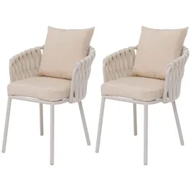 Mendler HWC-P89 Gartensessel 56 x 71 x 71 cm creme 2 St.