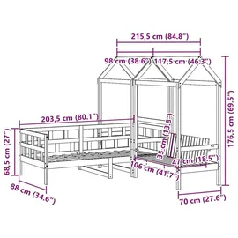 vidaXL Tagesbett Set mit Dach Wachsbraun 80x200 cm Massivholz Kiefer