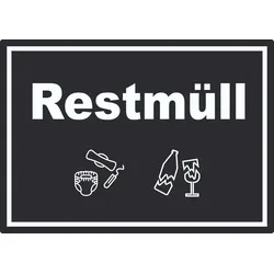 Restmüll Mülltrennung Aufkleber Text Symbol Haushalt A3 (297x420mm)