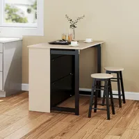 Homcom Bartisch mit Barhocker Set, 3-teiliges Bartisch Set, mit