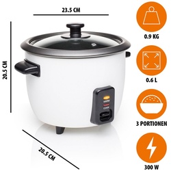 Tristar Reiskocher, 300 W, Sushi Reis Kochautomat klein & Gemüse-Dampfgarer, Dampf Schnell-Kocher weiß
