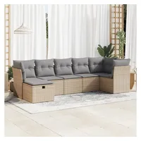 VidaXL 7-tlg. Garten-Sofagarnitur mit Kissen Beige Poly Rattan