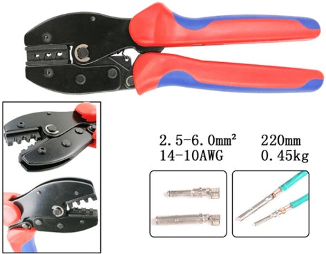 Crimpzange für Solar Stecker an Solarkabel 2,5mm2 / 4mm2 / 6mm2