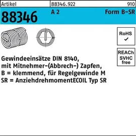 AMECOIL Gewindeeinsatz R 88346 FormB-SR BM 10 x 20 A 2 25 Stück