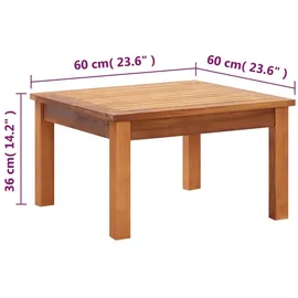 vidaXL Garten-Couchtisch 60 x 60 x 36 cm Braun