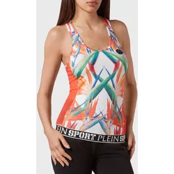 Tanktop PLEIN SPORT "Tanktop", Damen, Gr. M, 0121, weiß, multicolorot, Obermaterial: 95% Polyester, 5% Elasthan, Tops