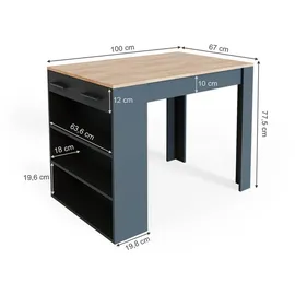 Vicco Bartisch Repose 67 x 100 cm Anthrazit/Goldkraft Eiche