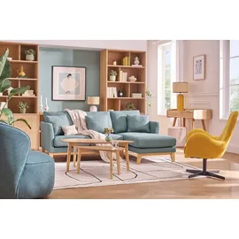 miliboo Eckcouch Polyester 4-Sitzer Graugrün