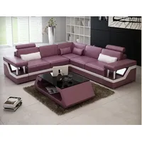JV Möbel XXL Ledersofa mit USB Garnitur Wohnlandschaft Eckcouch Leder Ecksofa HAMBURG II