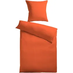 Bettwäsche KINZLER "Mikrofaser Fleece", orange (terra), B/L: 135cm x 200cm, , Fleece, B/L: 80cm x 80cm, Fleece, Obermaterial: 100% Polyester, Bettwäsche, angenehm warm