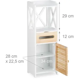 Relaxdays Beistellschrank klein mit 5 Ablagen, Mehrzweckschrank für Küche und Bad, schmaler Nische Regalschrank, weiß, Holzwerkstoff, Holz, 31.5x89x24.5 cm, Waschküche, Mehrzweckschränke