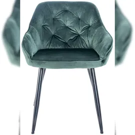 CLP 2er Set Esszimmerstühle Cassis Samtbezug I Gesteppte Polsterstühle mit Rückenlehnen I Stabile Küchenstühle mit Bodenschonern