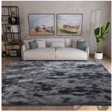 luxuskollektion Teppich Rund Flauschig 200 x 200 cm (Quadratisch) Grau Schwarz