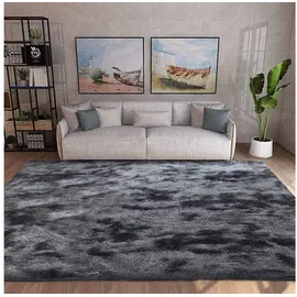 luxuskollektion Teppich Rund Flauschig 200 x 200 cm (Quadratisch) Grau Schwarz