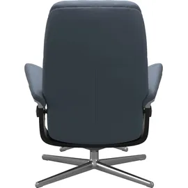 Stressless Relaxsessel STRESSLESS "Consul", blau (sparrow blau paloma), B:91cm H:102cm T:79cm, Leder PALOMA: PALOMA ist ein durchgefärbtes Semianilin-Möbelleder mit natürlicher Narbung., Sessel, Relaxsessel, mit Cross Base, Größe S, M & L, Holzakzent Schwarz