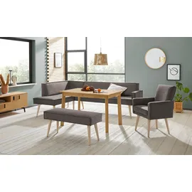 exxpo - sofa fashion Lungo 158 x 84 x 239 cm Webstoff langer Schenkel rechts grau/grey melange