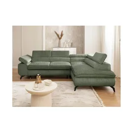 S-Style Ecksofa mit Schlaffunktion Bonnie ¦ grün ¦ Maße (cm): B: 275 H: 76