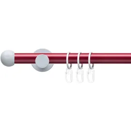 LIEDECO Gardinenstange Fertigstilgarnitur 20 mm Power Celebration Kugel, Ø 2 mm, 1-läufig, Fixmaß, verschraubt, Eisen, Gardinenstange Komplett, Farbkombination rot Ø 2 mm x 160 cm