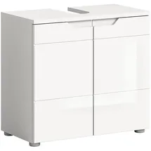 VCM Waschbeckenunterschrank Solero Weiß Hochglanz 59 cm x 63 cm x 34 cm