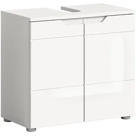 VCM Waschbeckenunterschrank Solero Weiß Hochglanz 59 cm x 63 cm x 34 cm