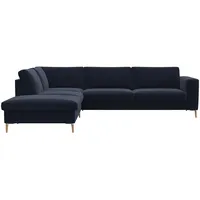 FLEXLUX Ecksofa »Fiore, Sitzaufbau mit hochwertigem Kaltschaum für mehr Sitzkomfort«, breite Armlehnen, L-Form, Füße Alu/Eiche blau