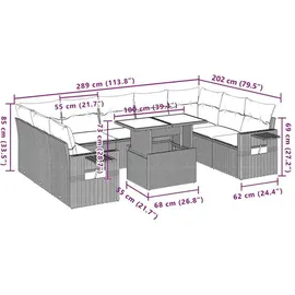 vidaXL Gartensofa-Set 10-tlg. grau