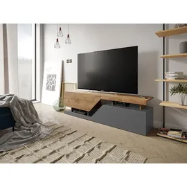 Mirjan24 Ceelias TV-Lowboard 160 cm Wotan/Anthrazit Spanplatte/Melamin