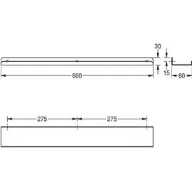 KWC AR Ablage, HEAVY DUTY, Edelstahl, 600x30x80 mm, Aufputz