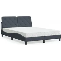 vidaXL Bett mit Matratze Dunkelgrau 140x200 cm Samt
