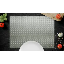 Tischsets I Platzsets abwaschbar - Stahlblech Riffel Muster - aus erstklassigem Vinyl (Kunststoff – BPA-frei) - 4 Stück – 44x32 cm – rutschfest