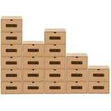 BigDean Schuhbox 20 Boxen stapelbar mit Sichtfenster & Schublade Schuhe Spielzeug etc. (20 St) braun