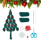 FREEBLOSS 2 Set DIY Makramee Weihnachtsbaum Set für Anfänger Makramee Set Makramee Set Weihnachten Makramee Bastelset Weihnachten Makramee Garn Weihnachten für Weihnachtsdekoration