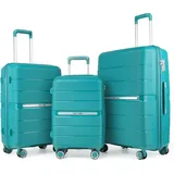 Mofut Koffer Set, Hartschalenkoffer Set,Hartschalenkoffer Set, Handgepäck Koffer, Reisekoffer mit 4 Spinnerräder Leicht Trolley Rollkoffer mit Pa... - Türkis