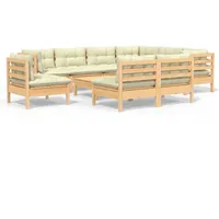 vidaXL 10-tlg Garten-Lounge-Set mit Creme Kissen Massivholz Kiefer Modell 3