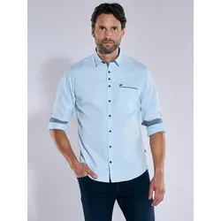 engbers Herren Langarm-Hemd gemustert blau regular Kent-Kragen - L