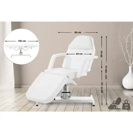 deluke Kosmetikliege REGEN Hydraulisch 64x185x125cm, Kunstleder, Weiß Massageliege Tattooliege