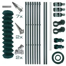 Estexo Maschendrahtzaun Komplettset 150 x 150 cm Grün/Metall
