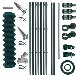 Estexo Maschendrahtzaun Komplettset 150 x 150 cm Grün/Metall