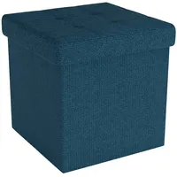 Intirilife Faltbare Sitzhocker 30x30x30 cm in OZEAN BLAU - Sitzwürfel mit Stauraum aus Stoff mit Mulden