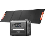 Vevor Tragbare Powerstation, 2400-W-Solargenerator mit Faltbarem 200-W-Solarpanel, Erweiterbarem 2160-Wh-LiFePO4-Akku, 10 Ausgängen & Einstellbare...