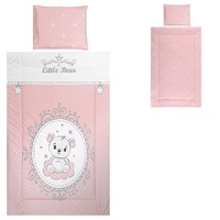 Lorelli Kinderbettwäsche 3-teilig, Decke 140 x 95 Kissen 43 x 35 Laken 150 x 100 weiß rosa