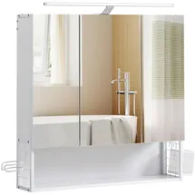 VASAGLE Spiegelschrank 70 cm weiß mit LED