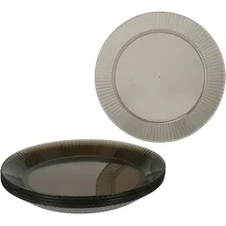 6x ToGo Kunststoff-Teller grau Ø 22,5 cm Camping Outdoor Picknick Kuchen
