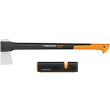Fiskars Axt-Set, Spaltaxt: Inklusive Klingen- und Transportschutz, Länge: 71 cm, Antihaftbeschichtet, X21-L, 1,63 kg; Axt- und Messerschärfer: Keramik- Schleifkopf, Xsharp, Schwarz/Orange, 1019333