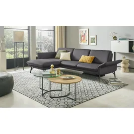 HIMOLLA Eckcouch Leder 2-Sitzer Schwarz